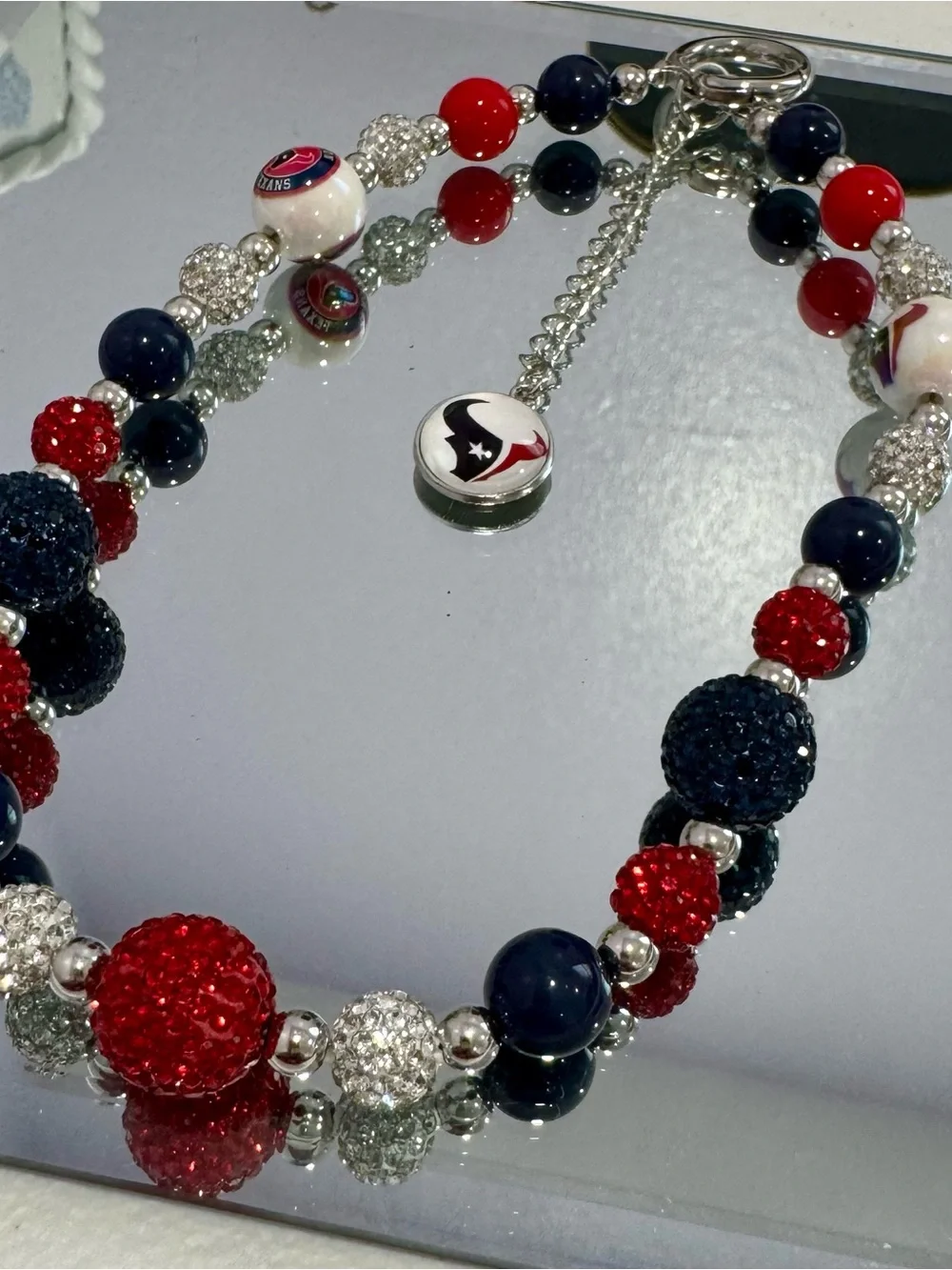 New Houston Texans Crystal Beaded Phone Chain